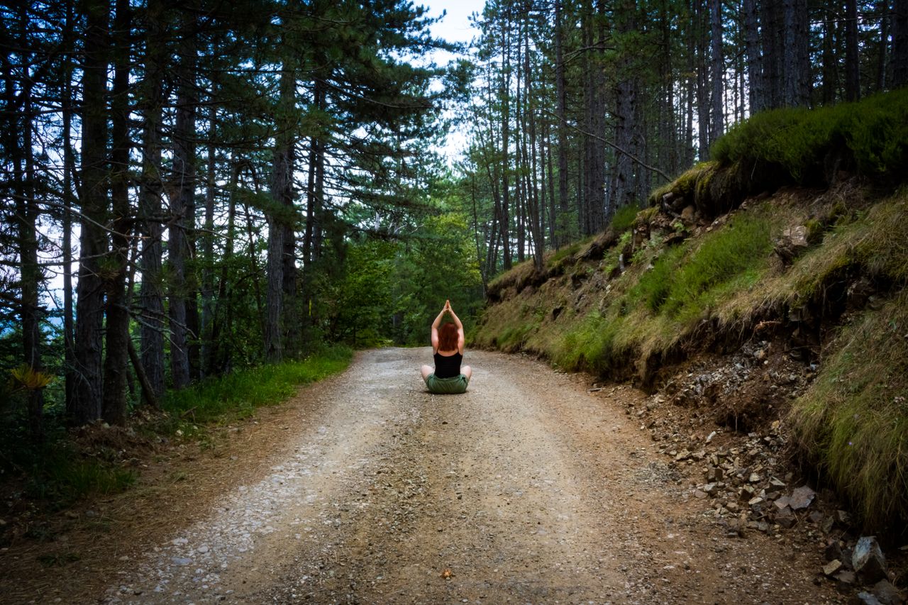 Mastering the First Impression: Your intriguing post title goes here A person meditating on a forest path, embracing natures tranquility in summer.